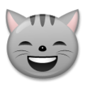 grinning cat with smiling eyes on platform LG