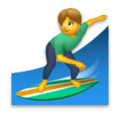 man surfing on platform LG