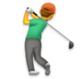 man golfing on platform LG