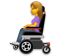 woman in motorized wheelchair on platform LG