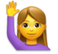 woman raising hand on platform LG