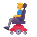 man in motorized wheelchair on platform Microsoft Teams