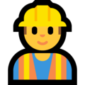 man construction worker on platform Microsoft