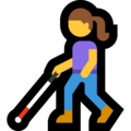 woman with white cane on platform Microsoft