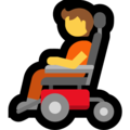 person in motorized wheelchair on platform Microsoft