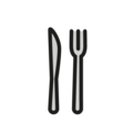 fork and knife on platform OpenMoji