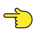 backhand index pointing left on platform OpenMoji