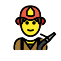 man firefighter on platform OpenMoji