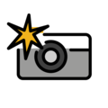 camera with flash on platform OpenMoji