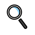 magnifying glass tilted left on platform OpenMoji