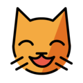 grinning cat with smiling eyes on platform OpenMoji
