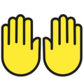 raising hands on platform OpenMoji