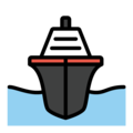 passenger ship on platform OpenMoji