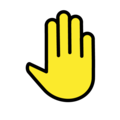 raised back of hand on platform OpenMoji