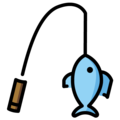 fishing pole and fish on platform OpenMoji