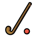 field hockey stick and ball on platform OpenMoji