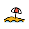 beach with umbrella on platform OpenMoji