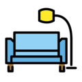 couch and lamp on platform OpenMoji