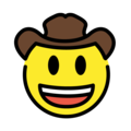 face with cowboy hat on platform OpenMoji