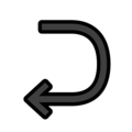 right arrow curving left on platform OpenMoji