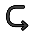 left arrow curving right on platform OpenMoji