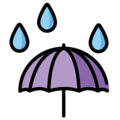 umbrella with rain drops on platform OpenMoji