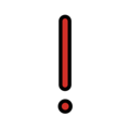 red exclamation mark on platform OpenMoji