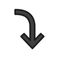 right arrow curving down on platform OpenMoji