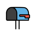 open mailbox with lowered flag on platform OpenMoji