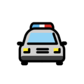 oncoming police car on platform OpenMoji