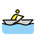 man rowing boat on platform OpenMoji