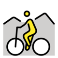 person mountain biking on platform OpenMoji