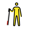 person with white cane on platform OpenMoji