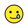 smiling face with tear on platform OpenMoji