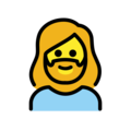 woman: beard on platform OpenMoji