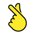 hand with index finger and thumb crossed on platform OpenMoji