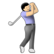 man golfing on platform Samsung