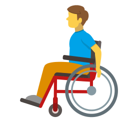 man in manual wheelchair on platform Skype
