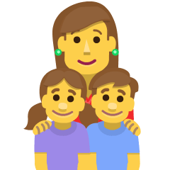 family: woman, girl, boy on platform Skype