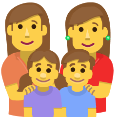 family: woman, woman, girl, boy on platform Skype
