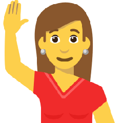 woman raising hand on platform Skype