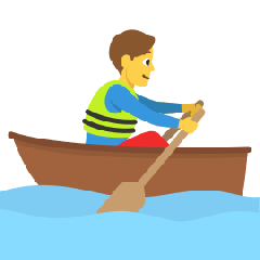 man rowing boat on platform Skype