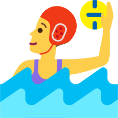 woman playing water polo on platform Skype