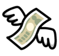 money with wings on platform Softbank