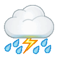 cloud with lightning and rain on platform Telegram