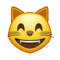 grinning cat with smiling eyes on platform Telegram
