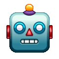 robot face on platform Telegram