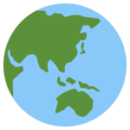 globe showing Asia-Australia on platform Twitter