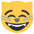 grinning cat with smiling eyes on platform Twitter