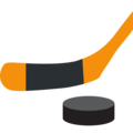 ice hockey stick and puck on platform Twitter